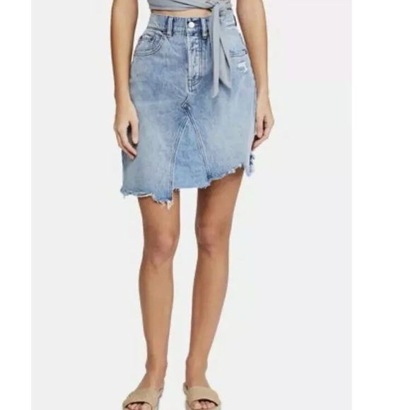 Free People Going Rogue Denim Skirt Frayed size 25 - Picture 1 of 4